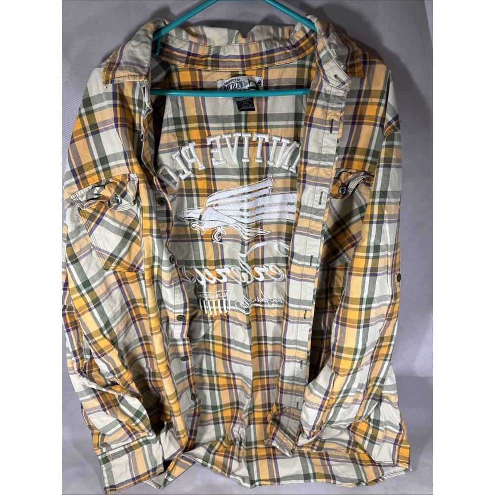 Raw Blue Skater Flannel Button Up Mens 2XL Baggy Streetwear Infinitive Plot DD